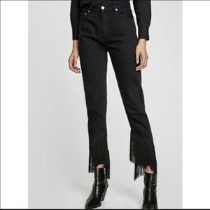 Zara | Jeans | Zara Black Denim Fringe High Waisted Skinny Jeans | Poshmark